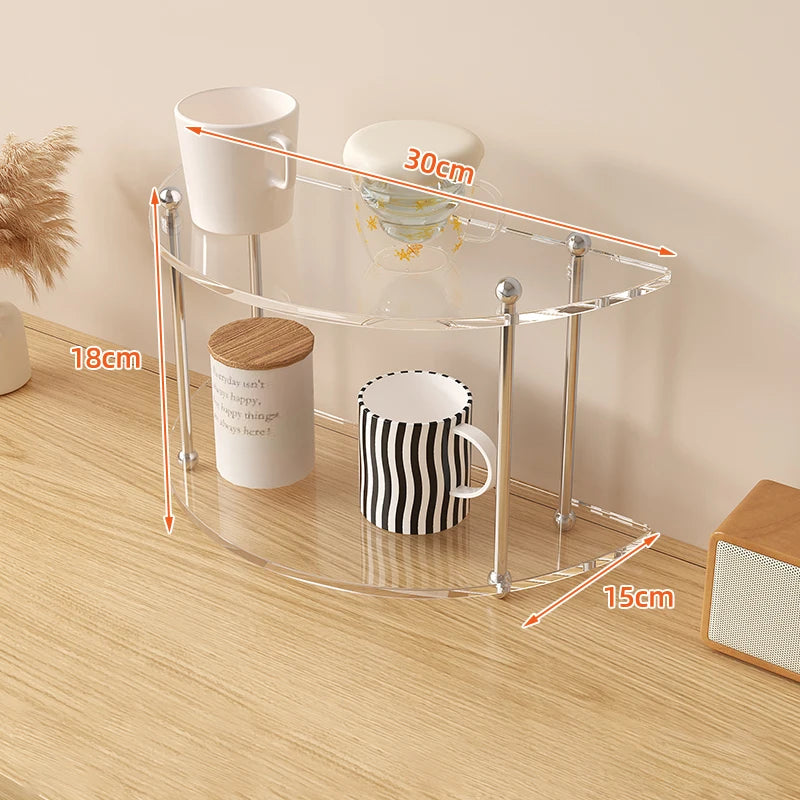 Acrylic Bathroom Vanity Organizer Perfume Organizer For Dresser Countertop Shelf Makeup Count Shelf Desktop Storage For Kitchen