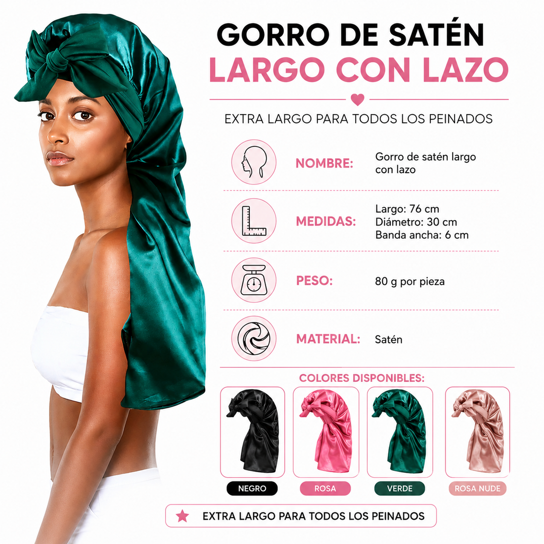Gorro de Satén para Cabello Largo