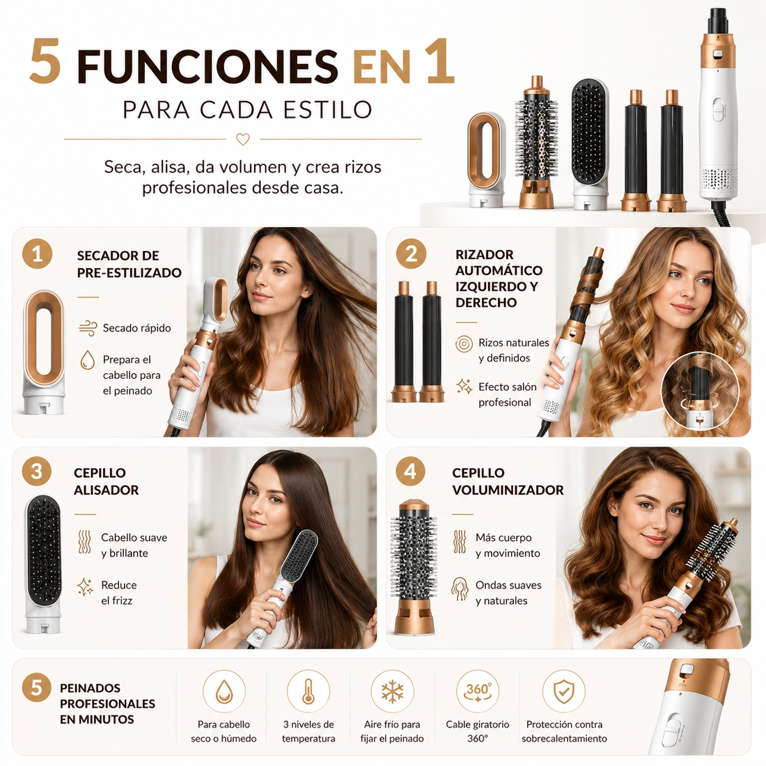 Aurora Style™ – Cepillo Secador 5 en 1 Profesional