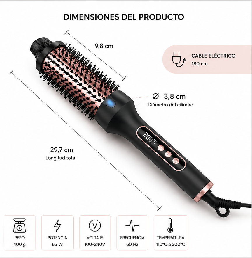 Cepillo Térmico Ionic Style 3 en 1 | Seca, Alisa y Moldea