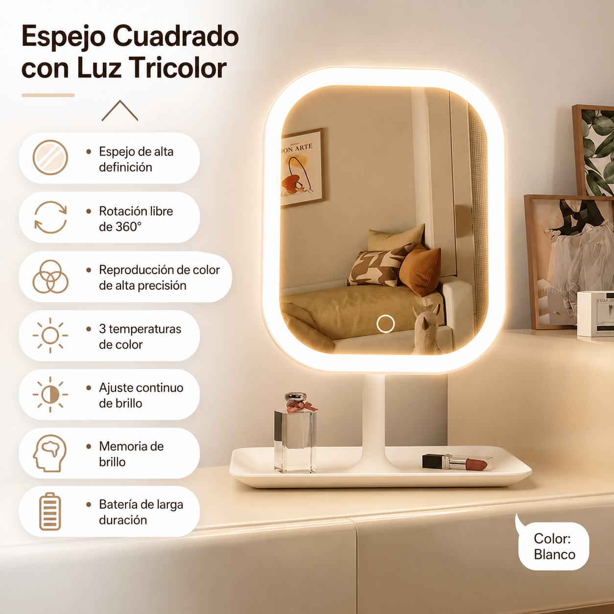 Aurora Lumi™ – Espejo LED de Maquillaje